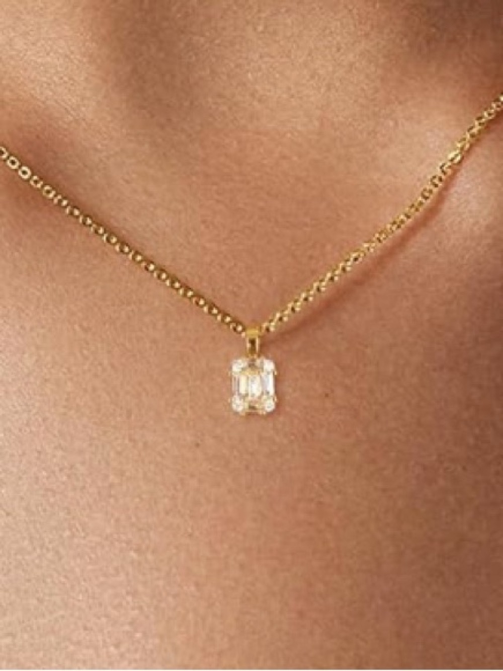 18K Gold Plated Diamond CZ Pendant Necklace